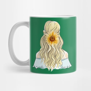 Girl and sunflower. Mug